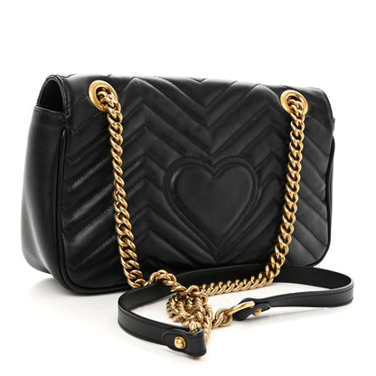 Gucci Calfskin Matelasse Small GG Marmont Shoulder Bag Black 3 of 10