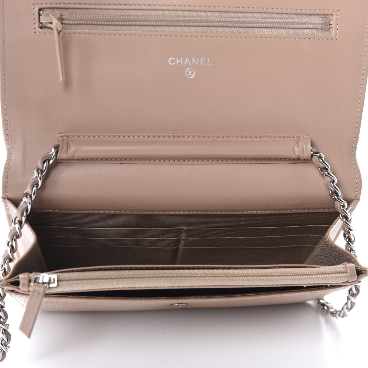 Chanel Caviar Timeless CC Wallet on Chain WOC Dark Beige 5 of 12