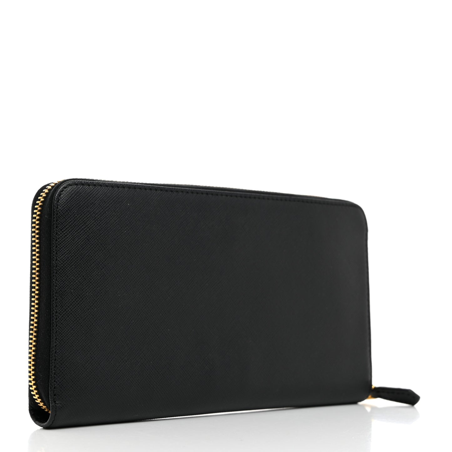 Saffiano Metal Large Zip Around Travel Wallet Black