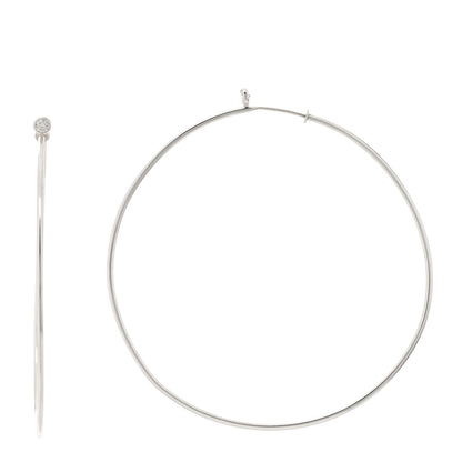Tiffany Sterling Silver Diamond Large Elsa Peretti Hoop Earrings 1 of 5