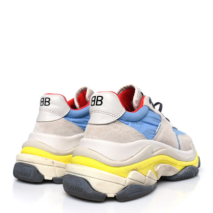 Balenciaga Nylon Suede Womens Triple S 2.0 Sneakers Gris Bleu Rouge 5 of 9