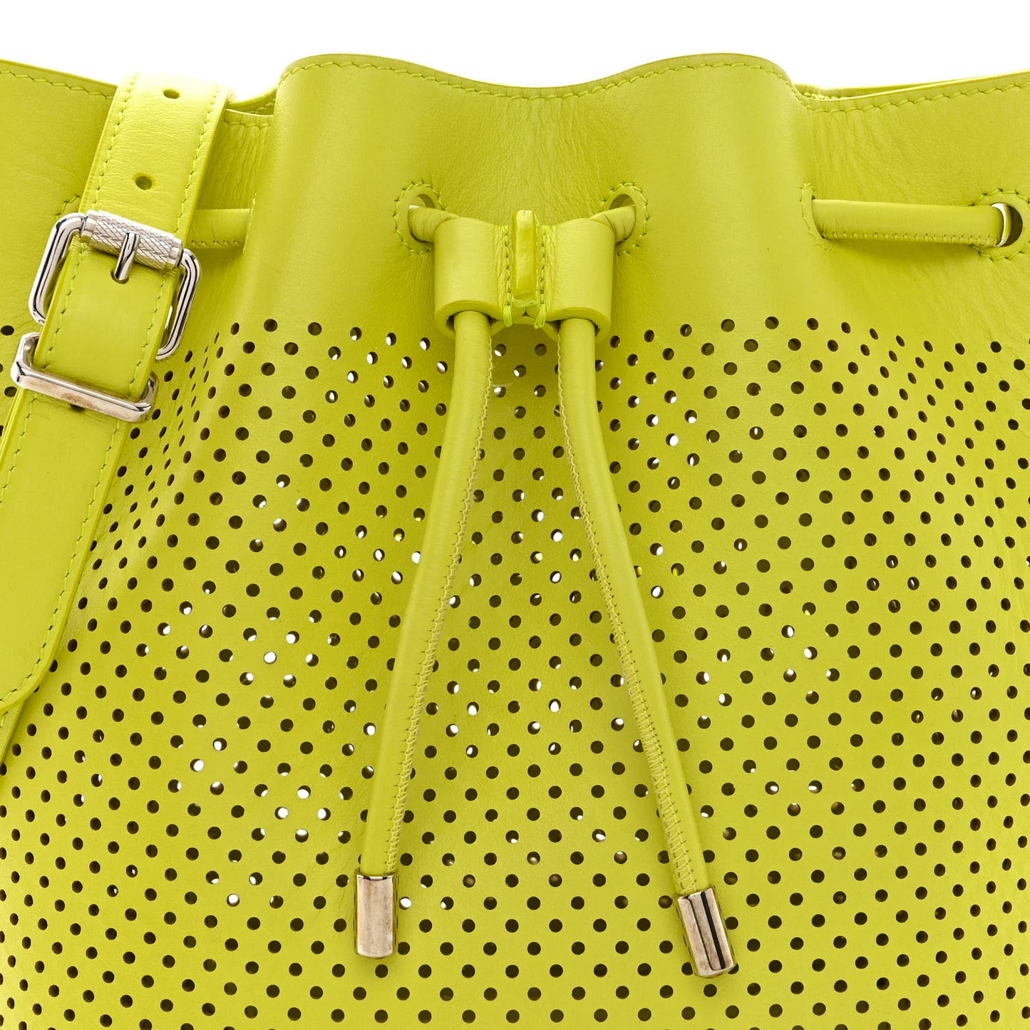Calfskin Perforated Medium Bucket Bag Sulphur