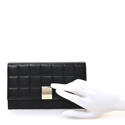 Chanel Lambskin Quilted Chocolate Bar Long Wallet Black 2 of 11