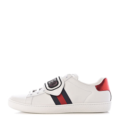 Gucci Calfskin Crystal Web LOVED Embroidered Ace Sneakers 40 White 1 of 10