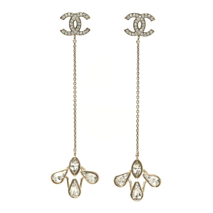 Chanel Crystal CC Chain Drop Earrings Gold 1 of 5