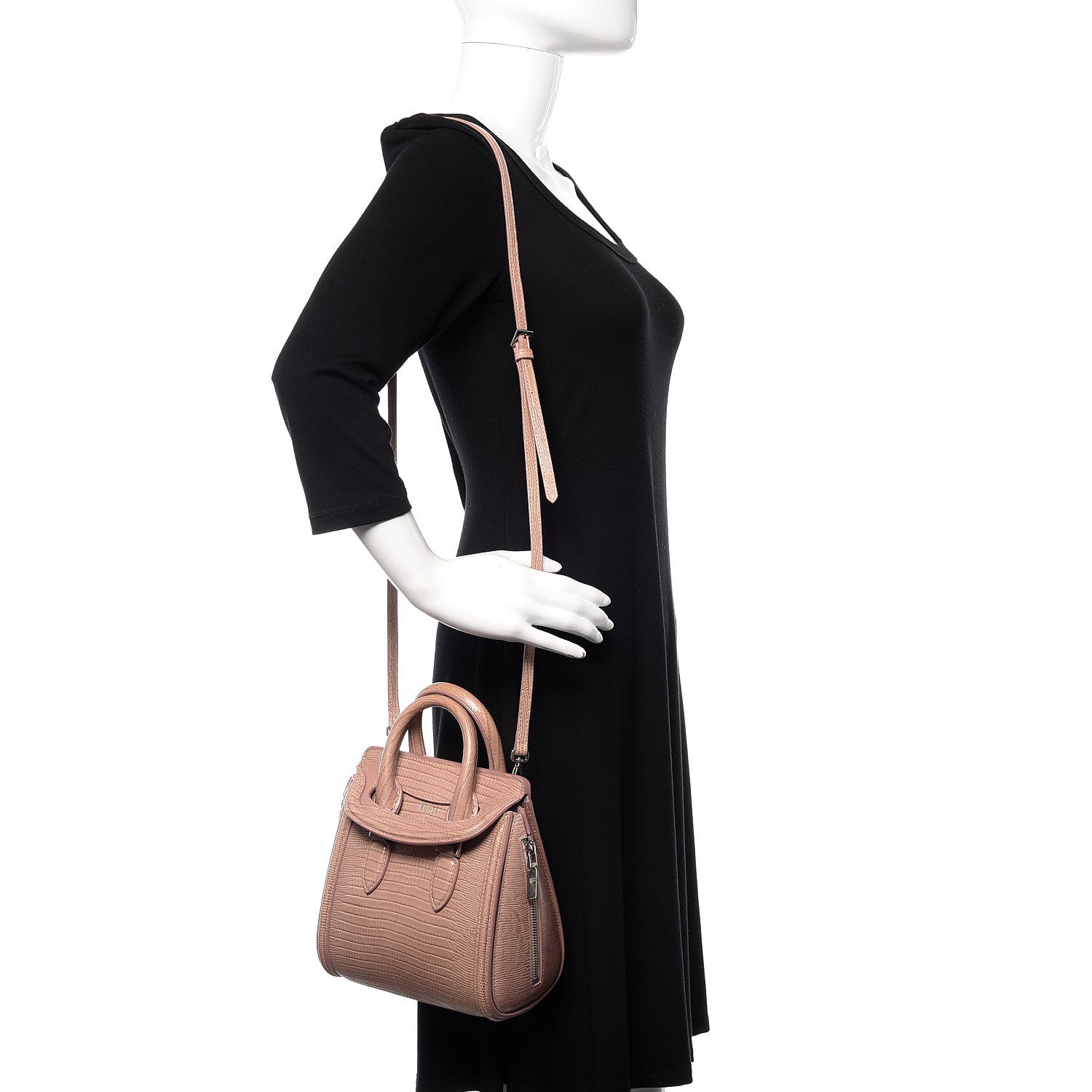 Alexander McQueen Calfskin Lizard Embossed Mini Heroine Pink 2 of 9