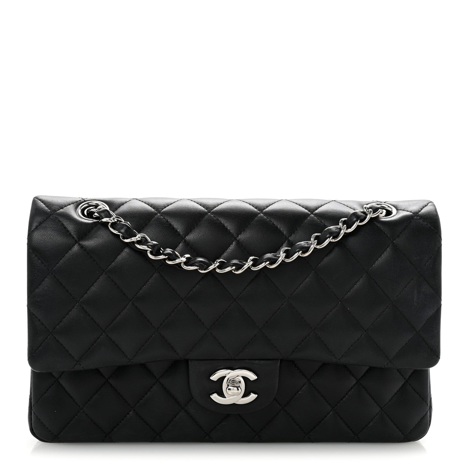 Chanel Lambskin Quilted Medium Double Flap Black 1 of 15