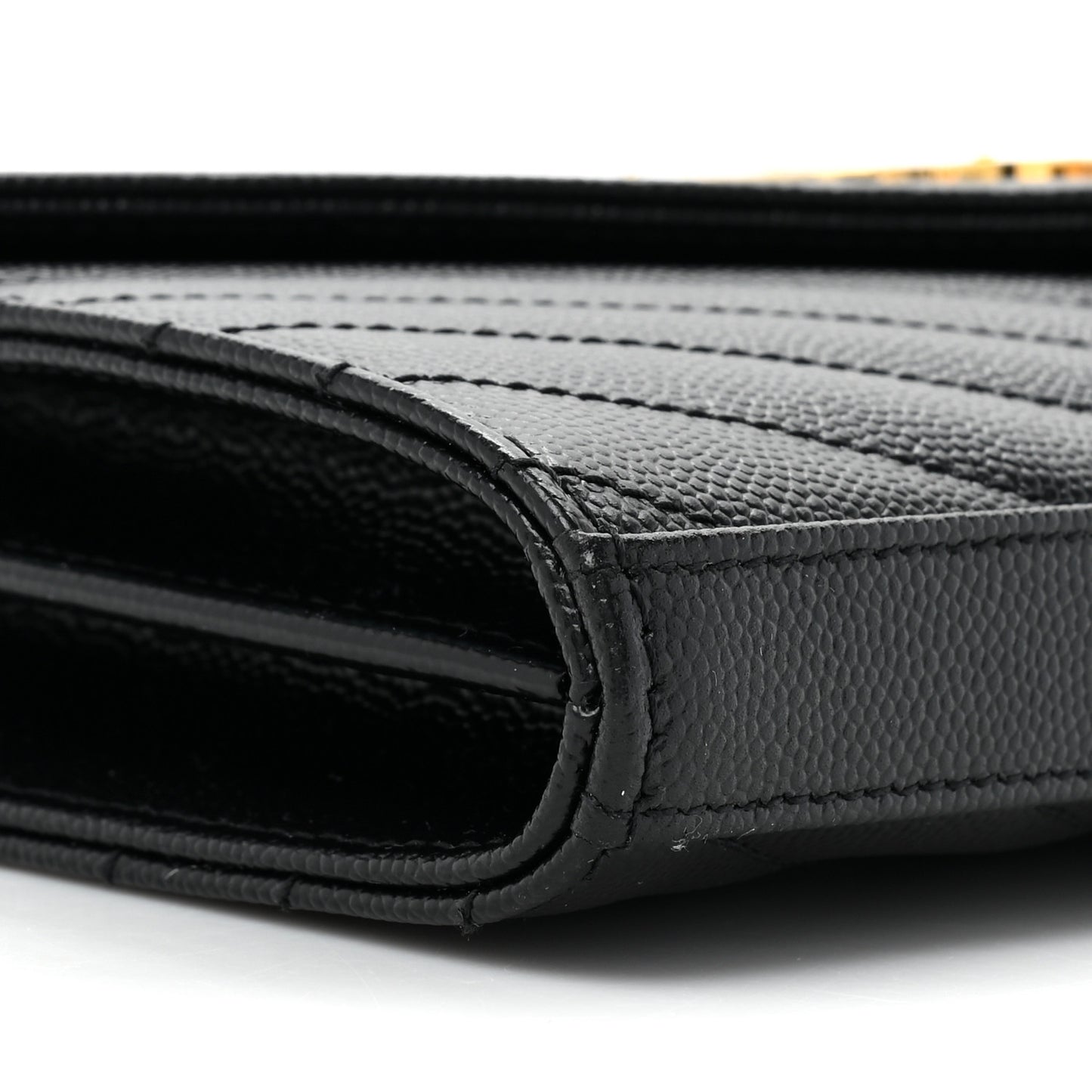 Grain De Poudre Matelasse Chevron Monogram Chain Wallet Black