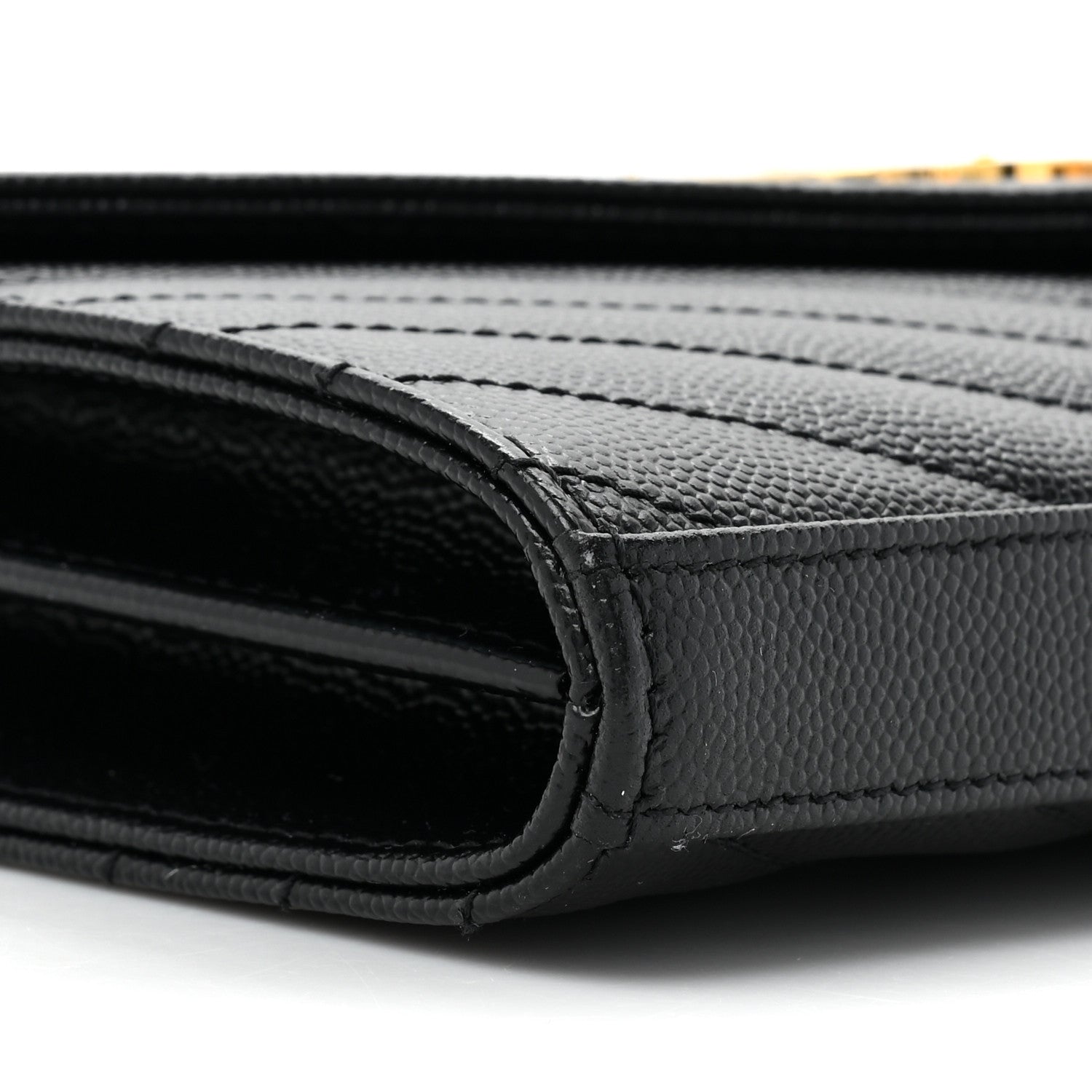 Saint Laurent Grain De Poudre Matelasse Chevron Monogram Chain Wallet Black 10 of 11