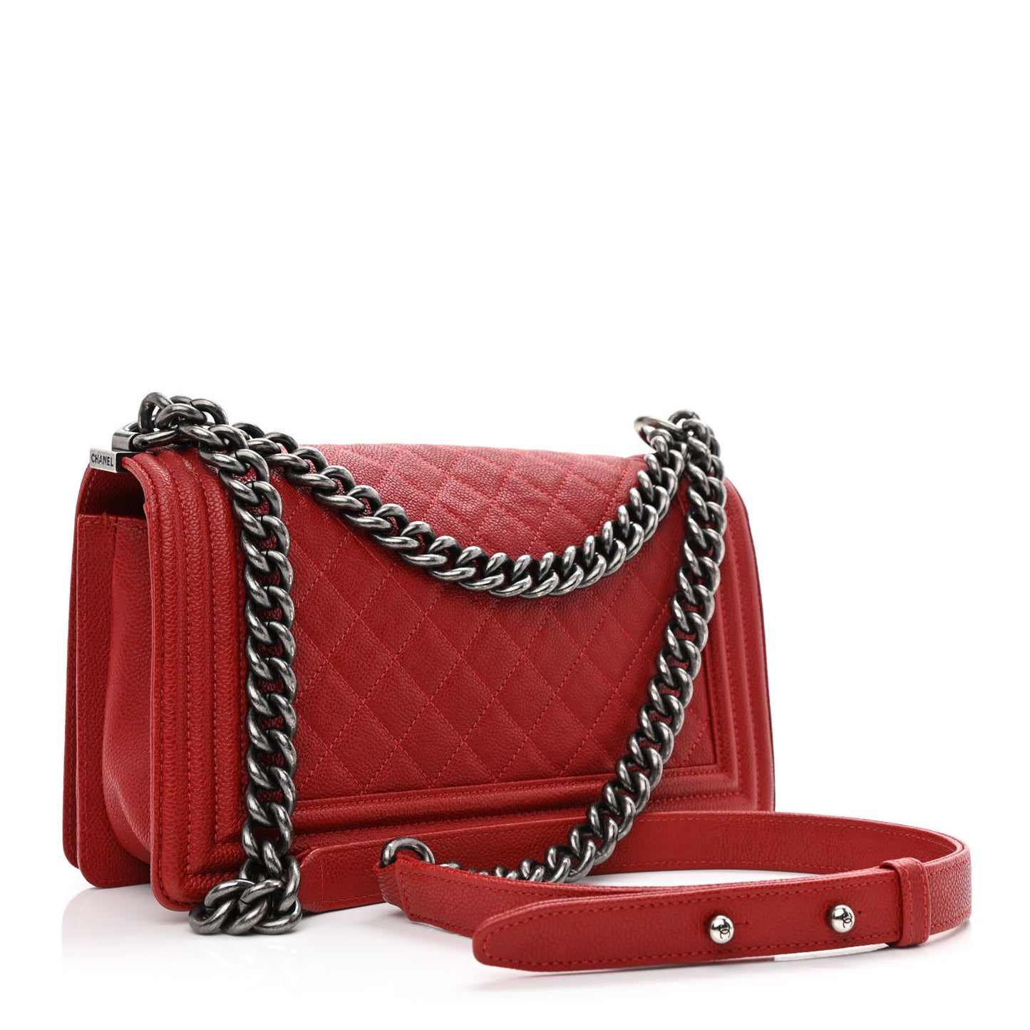 Caviar Quilted Medium Boy Flap Red