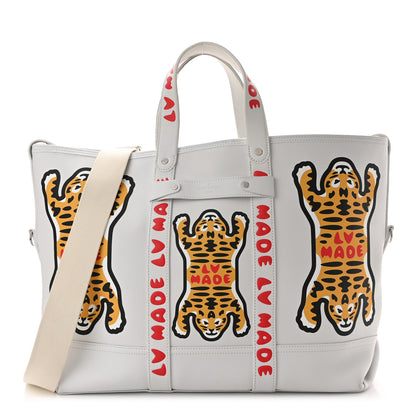 Louis Vuitton X NIGO Calfskin Tiger Journey Tote White 1 of 9