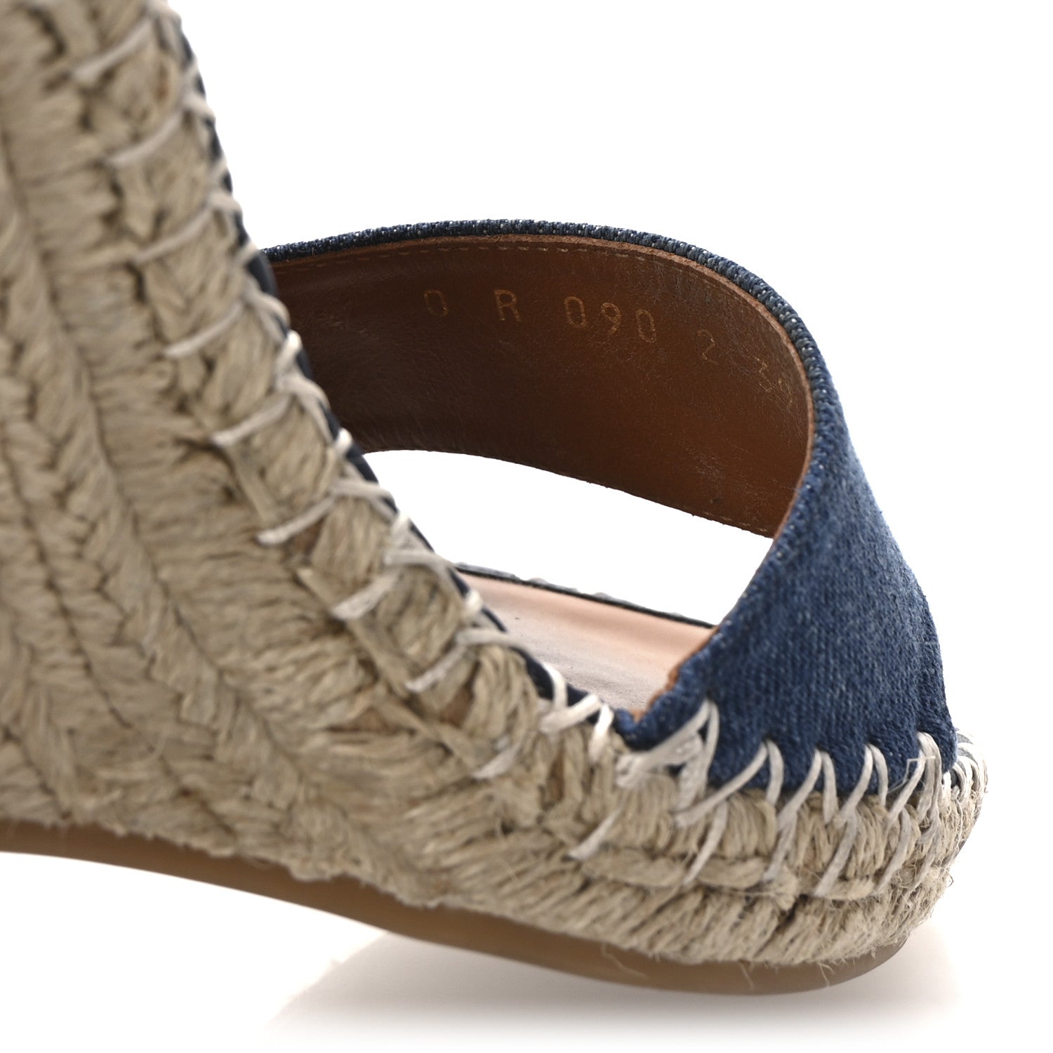 Valentino Garavani Denim Rockstud Ankle Strap Espadrille 15/105mm Wedge Sandals 39 Light Denim 9 of 9