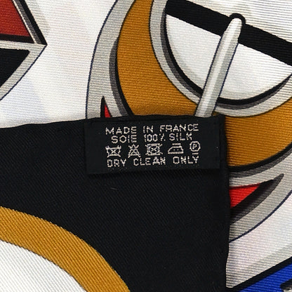 Hermes Cashmere Silk Carre En Boucles Shawl 90 White Black Multicolor 3 of 3
