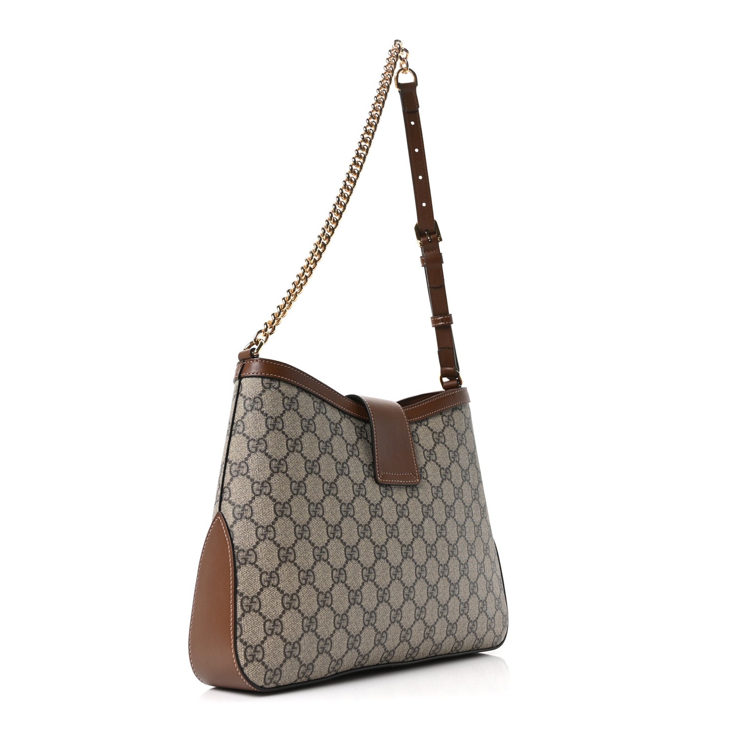 GG Supreme Monogram Medium Padlock Shoulder Bag Beige Ebony Brown Sugar