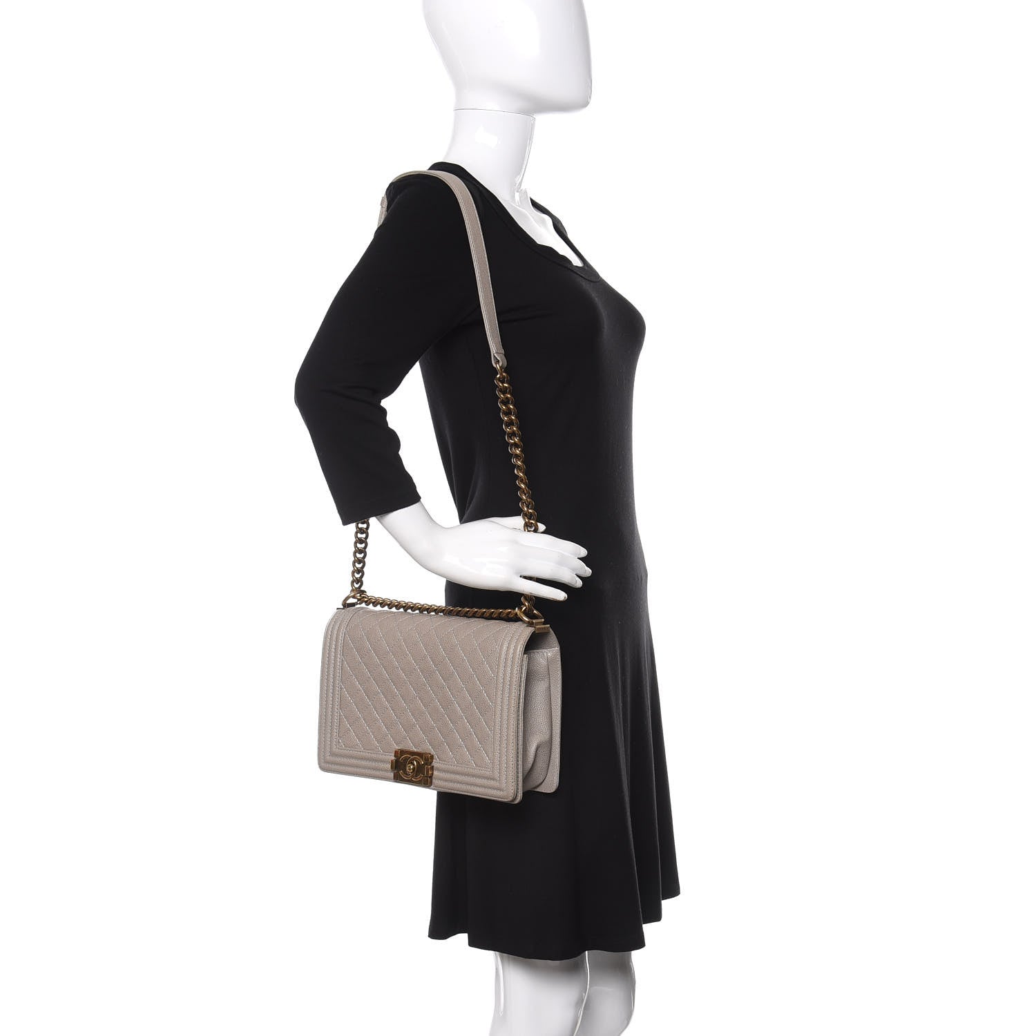 Chanel Caviar Quilted New Medium Boy Flap Grey 2 of 12