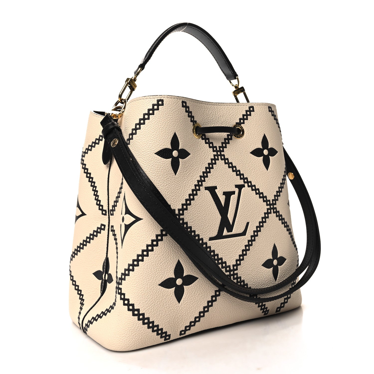 Louis Vuitton Empreinte Monogram Giant Broderies Neonoe MM Cream Black 3 of 9