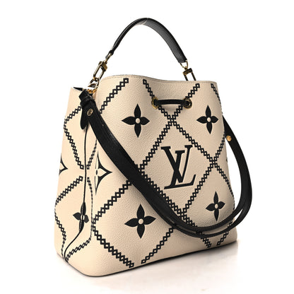 Louis Vuitton Empreinte Monogram Giant Broderies Neonoe MM Cream Black 3 of 9