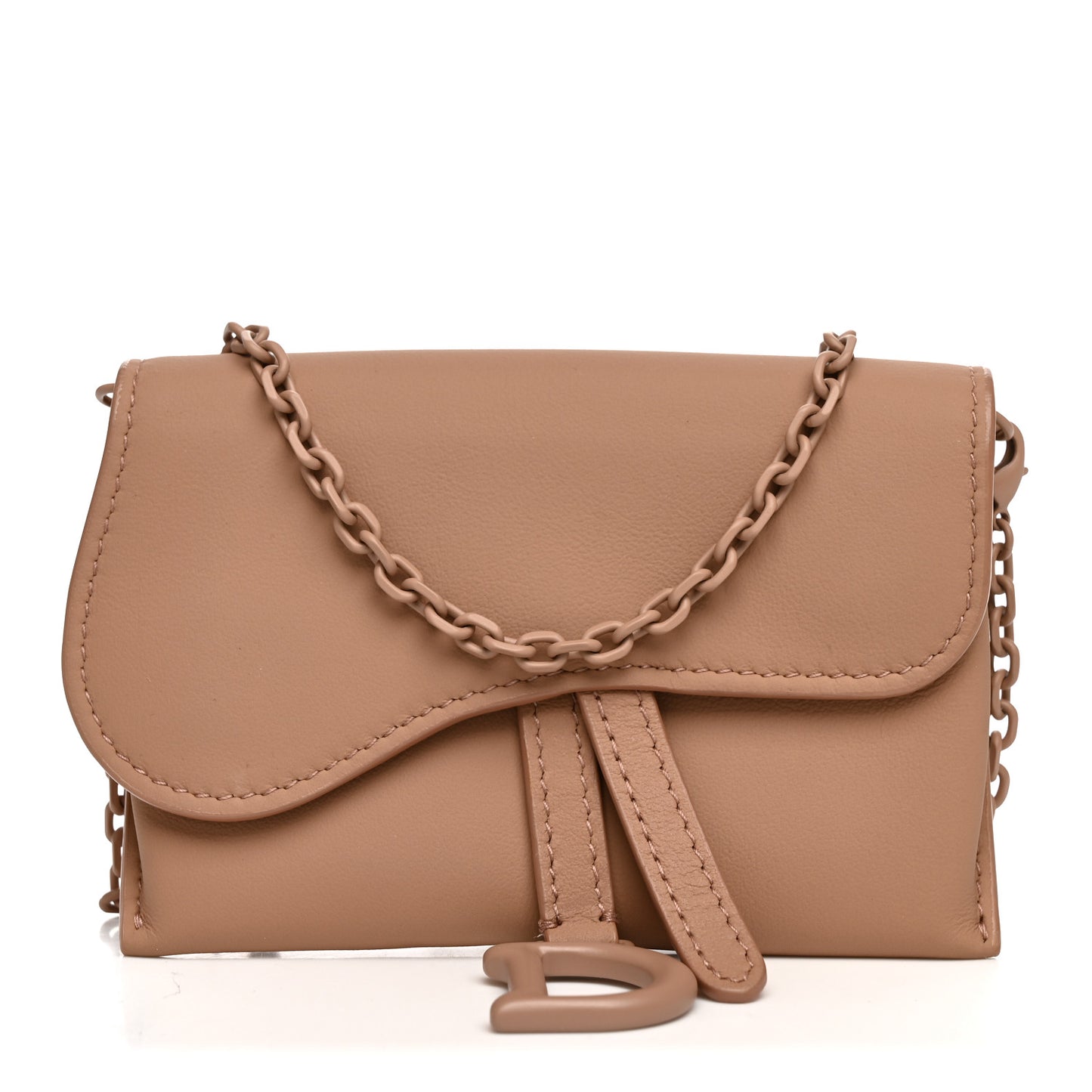 Ultra Matte Calfskin Nano Saddle Chain Pouch Rose Des Vents