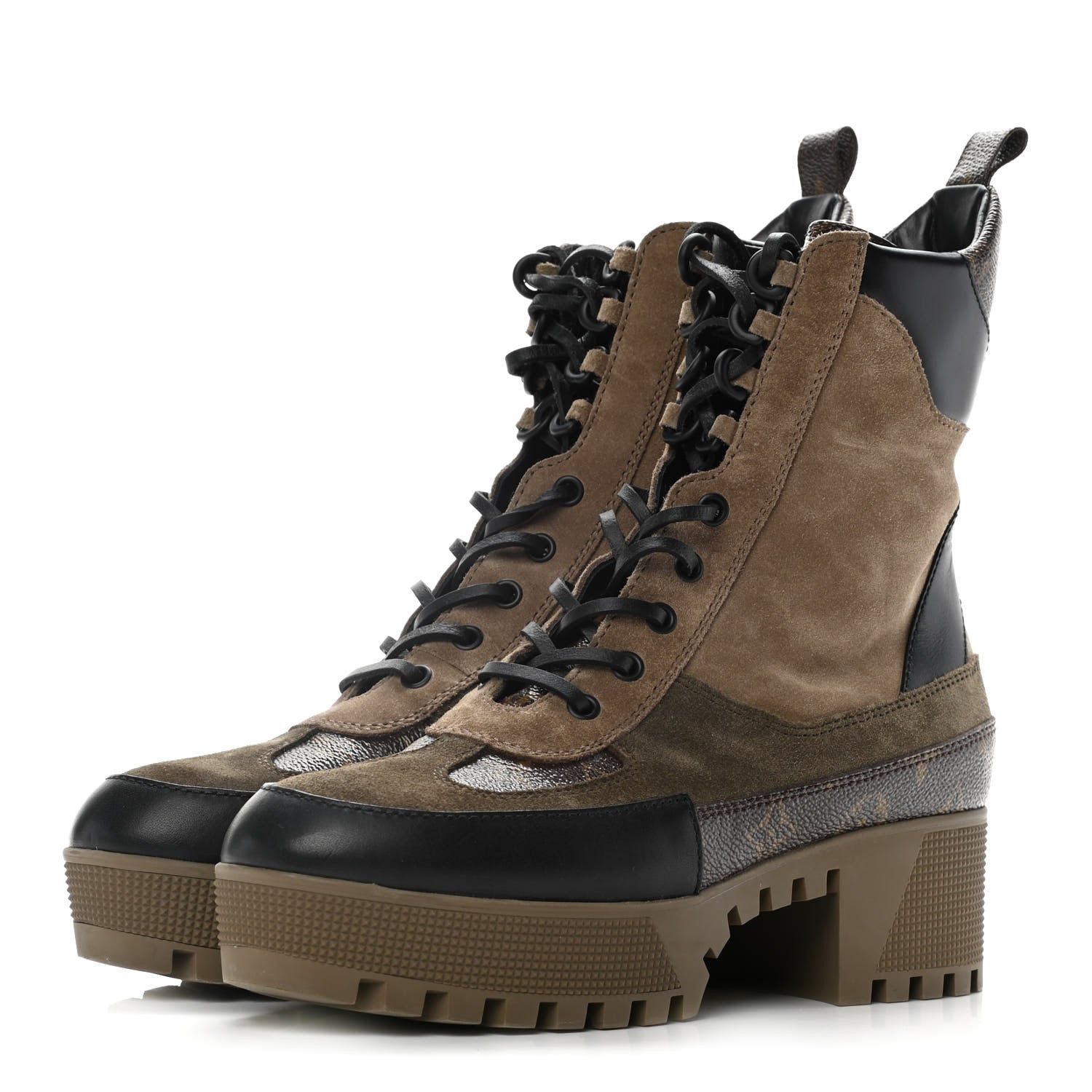 Louis Vuitton Suede Calfskin Monogram Laureate Platform Desert Boots 39.5 Taupe 3 of 9