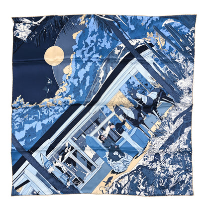 Hermes Silk Rendez-Vous Galant Scarf 70 Bleu Gris Bleute Vanille 1 of 3