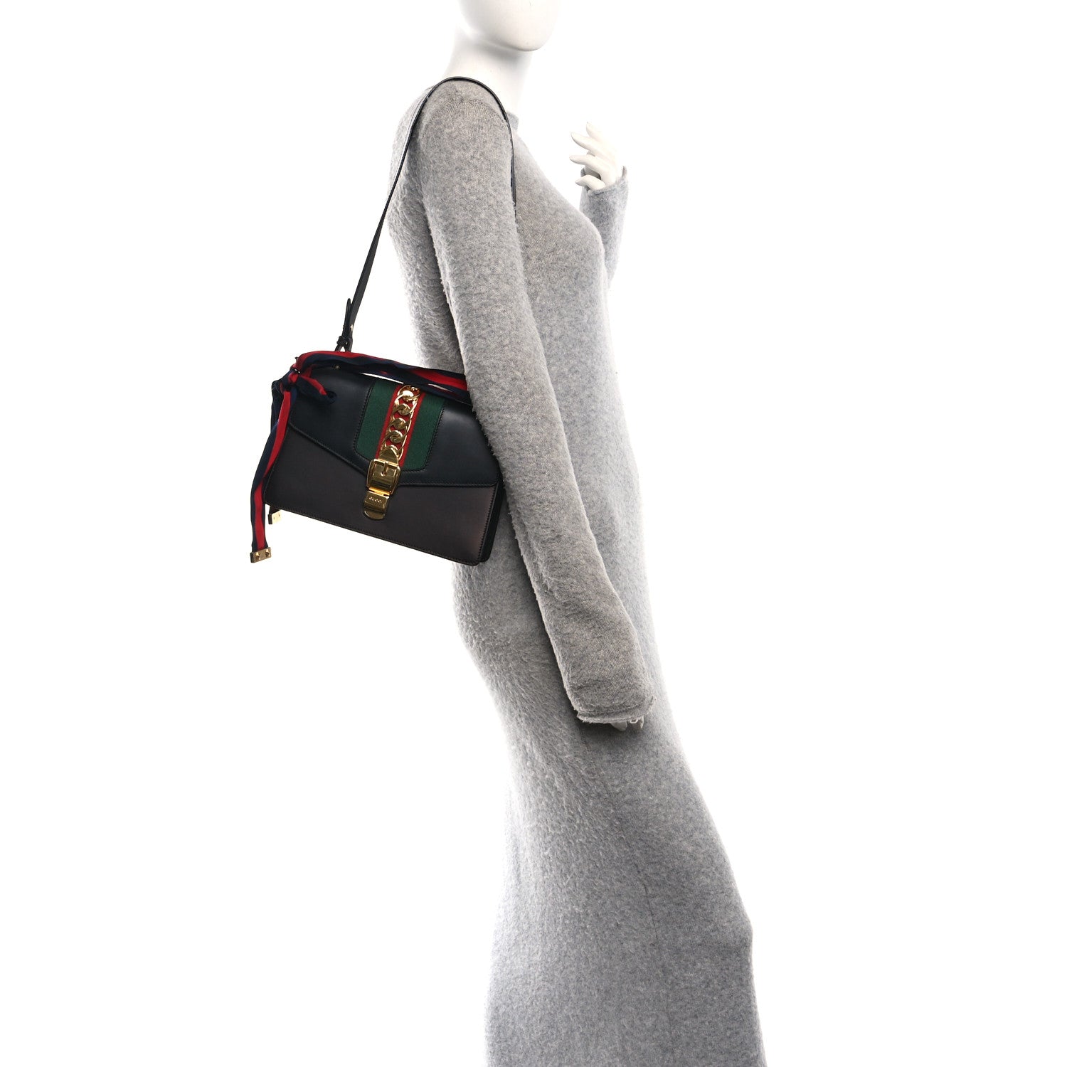 Gucci Calfskin Small Sylvie Shoulder Bag Black 2 of 15