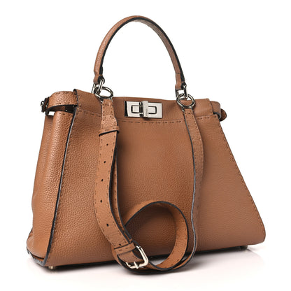 Fendi Cuoio Romano Selleria Bi-Color Medium Peekaboo Iconic Satchel Mou Deserto 3 of 11