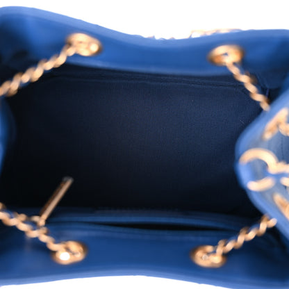 Chanel Calfskin Stitched Small Egyptian Amulet Drawstring Bag Blue 5 of 10