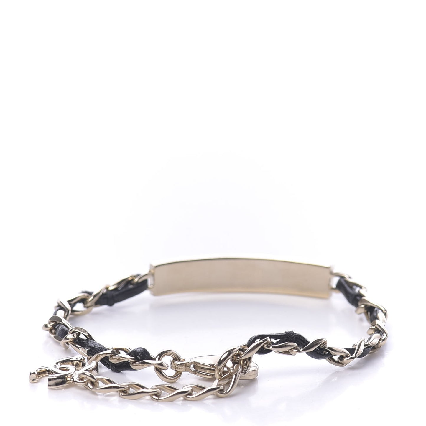 Metal Lambskin Crystal Sergeant Bracelet Gold