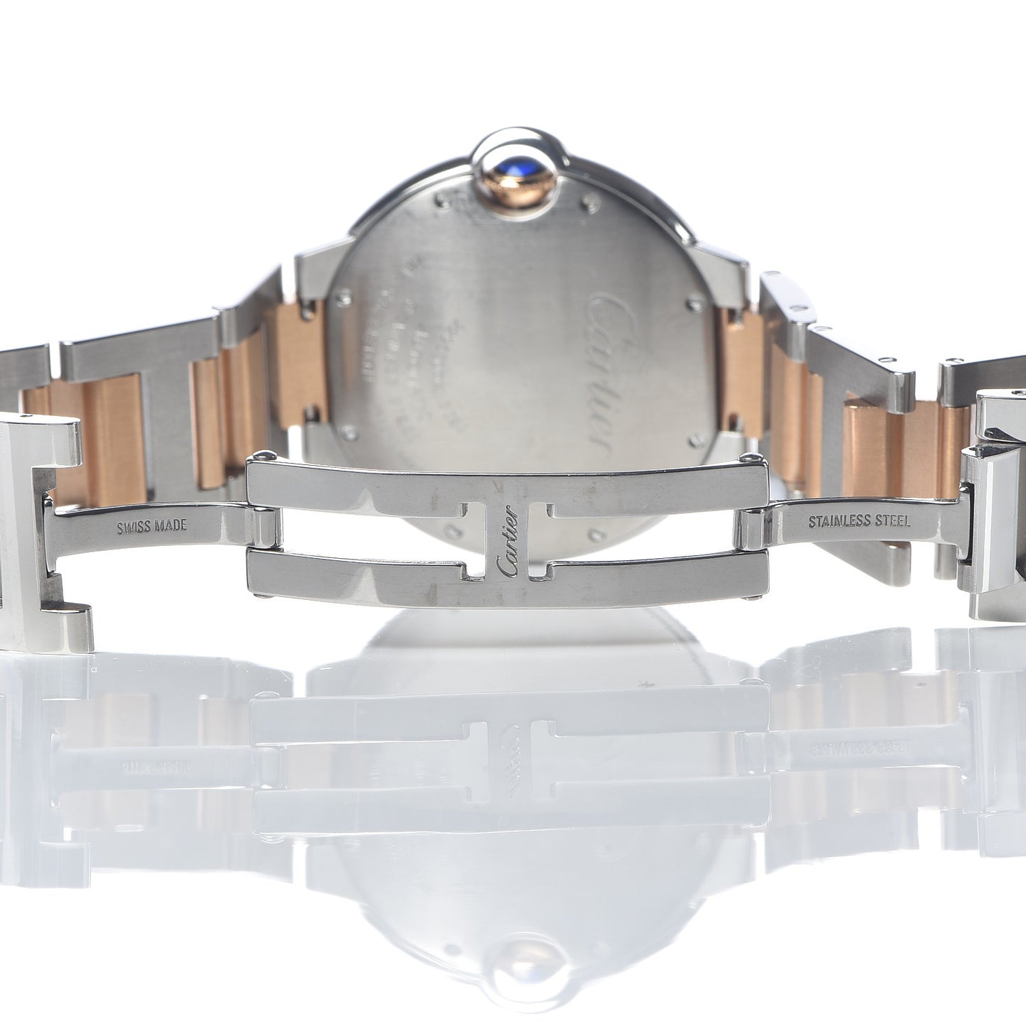 Stainless Steel 18K Pink Gold Pink Mother of Pearl 36mm Ballon Bleu De Cartier Automatic Watch