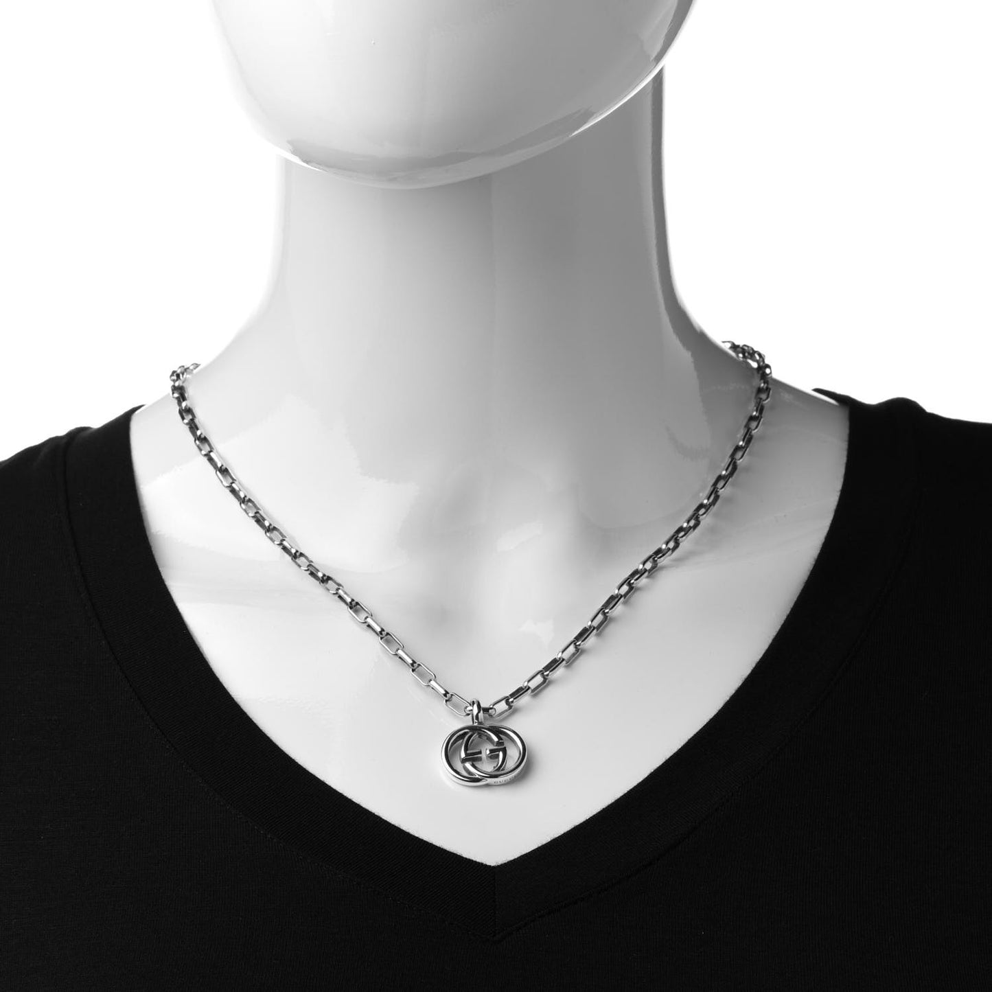 Sterling Silver Interlocking Circle GG Pendant Necklace