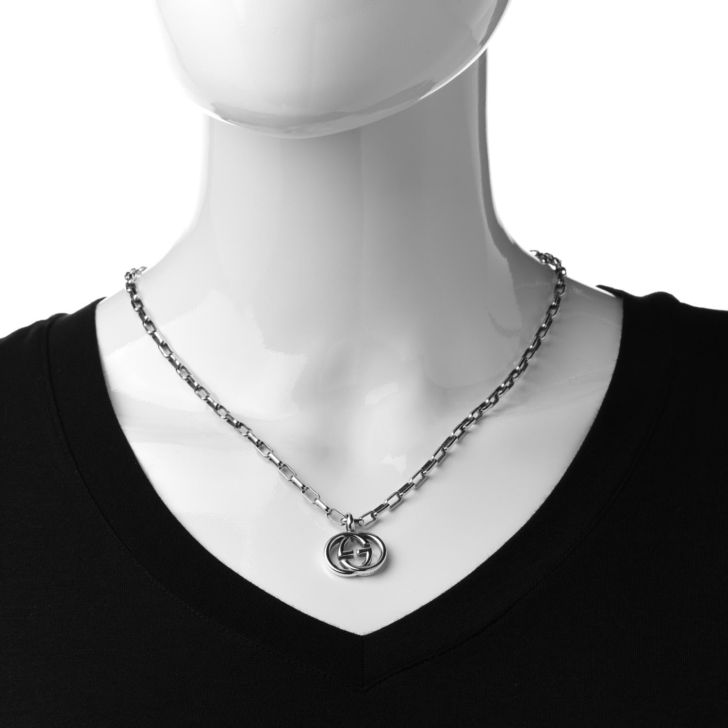 Gucci Sterling Silver Interlocking Circle GG Pendant Necklace 2 of 7