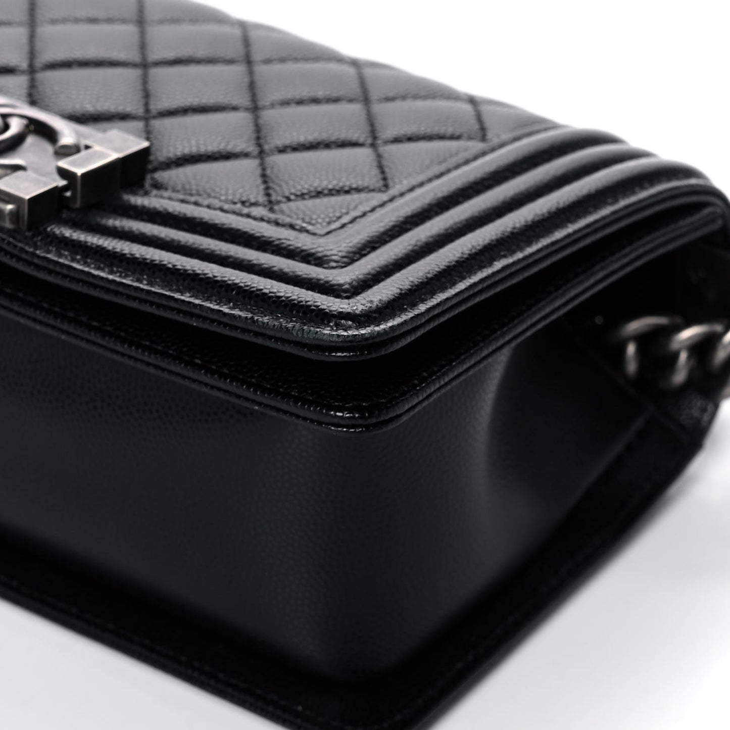 Caviar Quilted Small Boy Flap Black