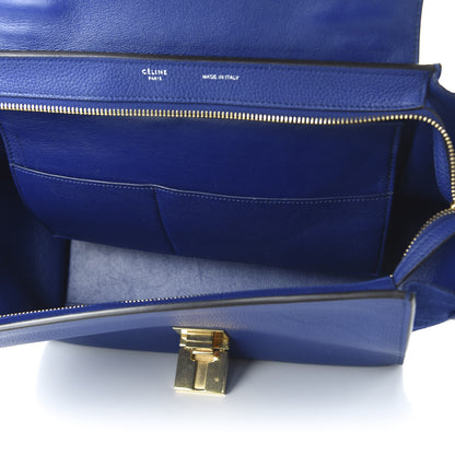 Celine Drummed Calfskin Suede Small Trapeze Indigo 5 of 11