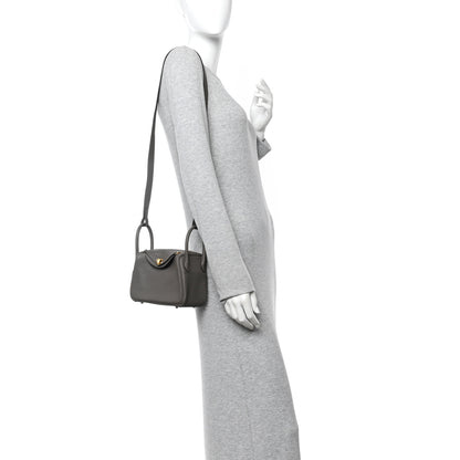 Hermes Taurillon Clemence Mini Lindy 20 Etain 2 of 11