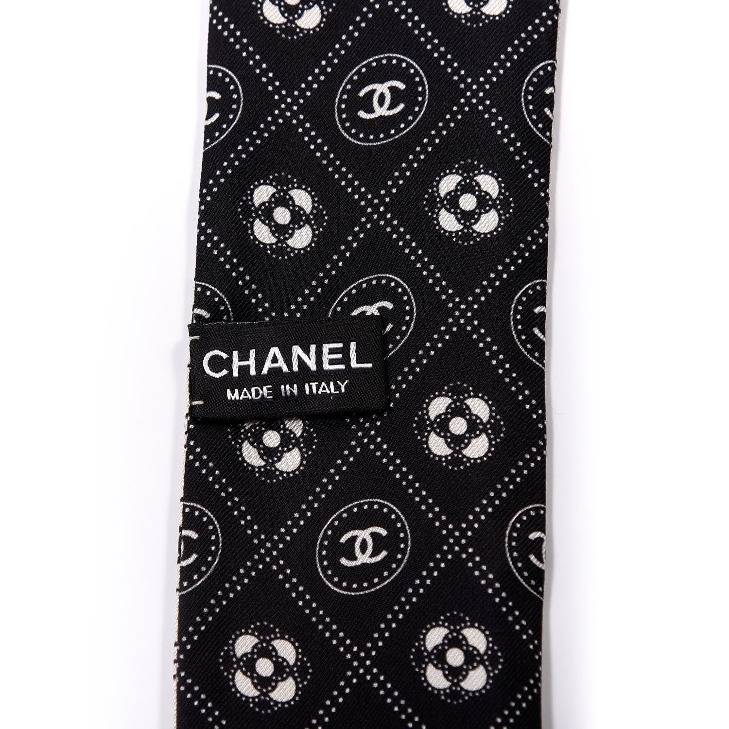 Chanel Silk CC Polka Dot Slim Bandeau Scarf Black Ecru 2 of 3