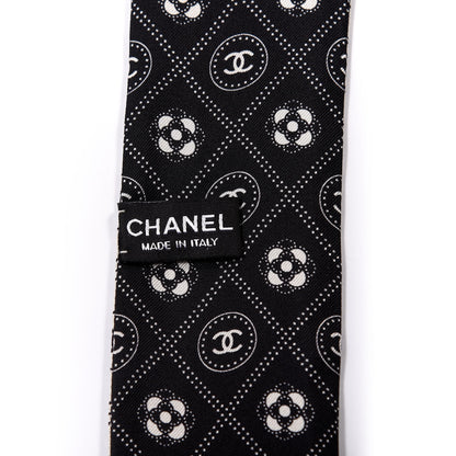 Chanel Silk CC Polka Dot Slim Bandeau Scarf Black Ecru 2 of 3