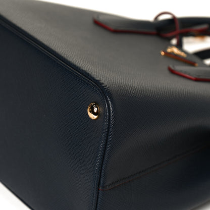 Prada Saffiano Cuir Small Double Bag Baltico Fuoco 11 of 11