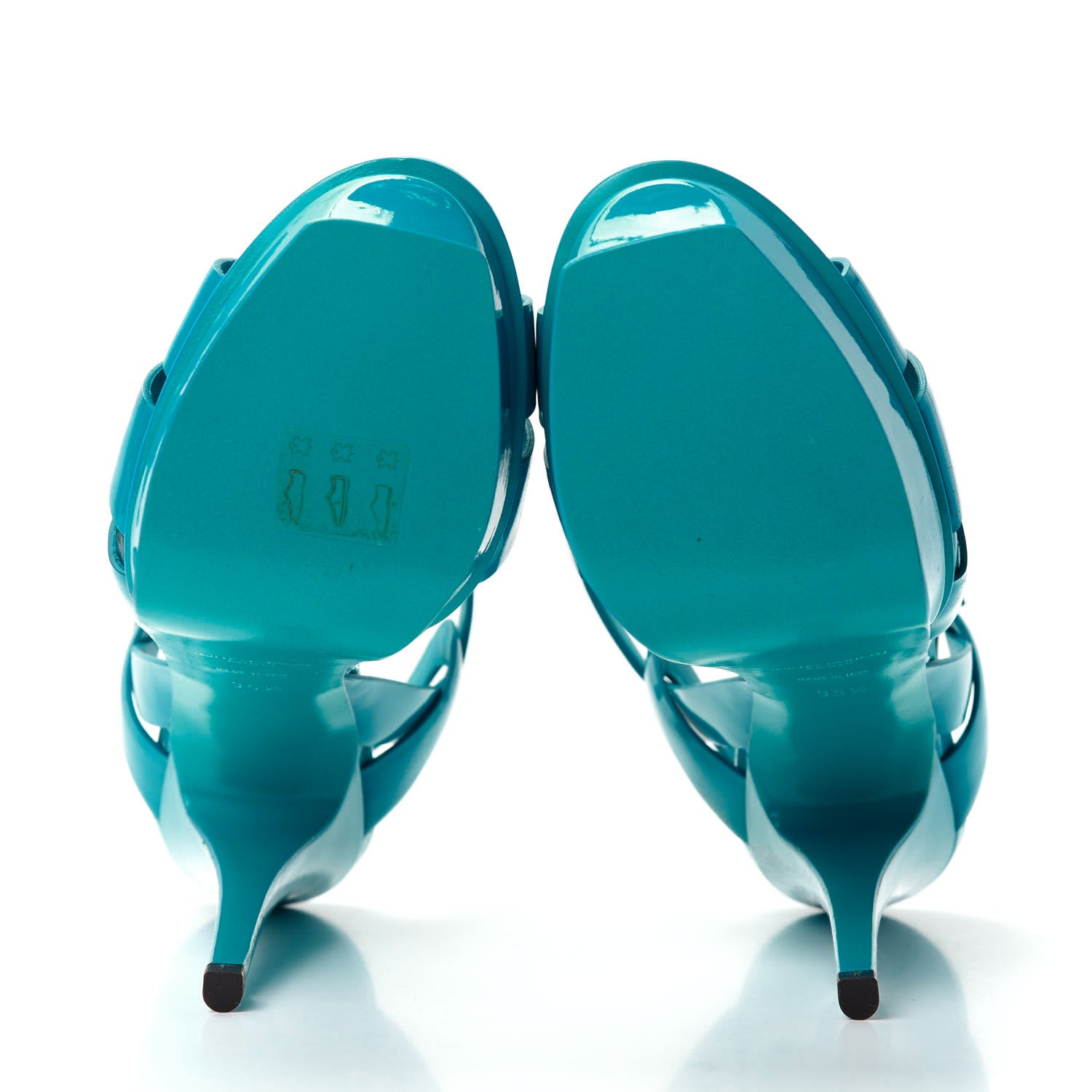 Saint Laurent Patent Tribute 105 Platform Sandals 35.5 Turquoise 6 of 11
