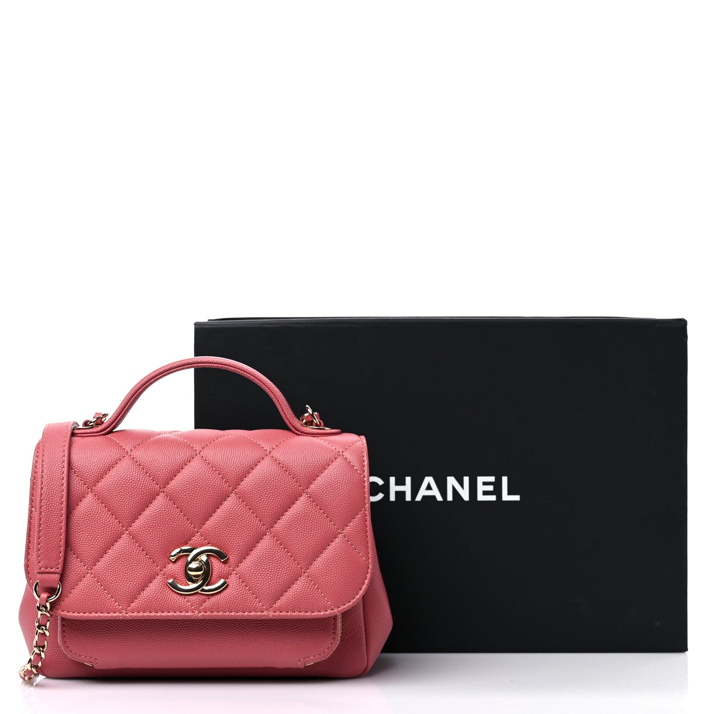 Caviar Quilted Small Business Affinity Flap Pink