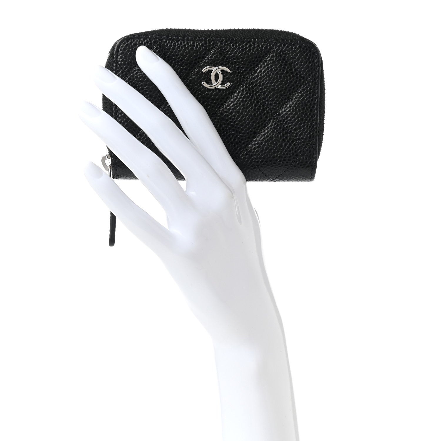 Chanel Caviar Quilted Zip Coin Purse Black 2 of 7