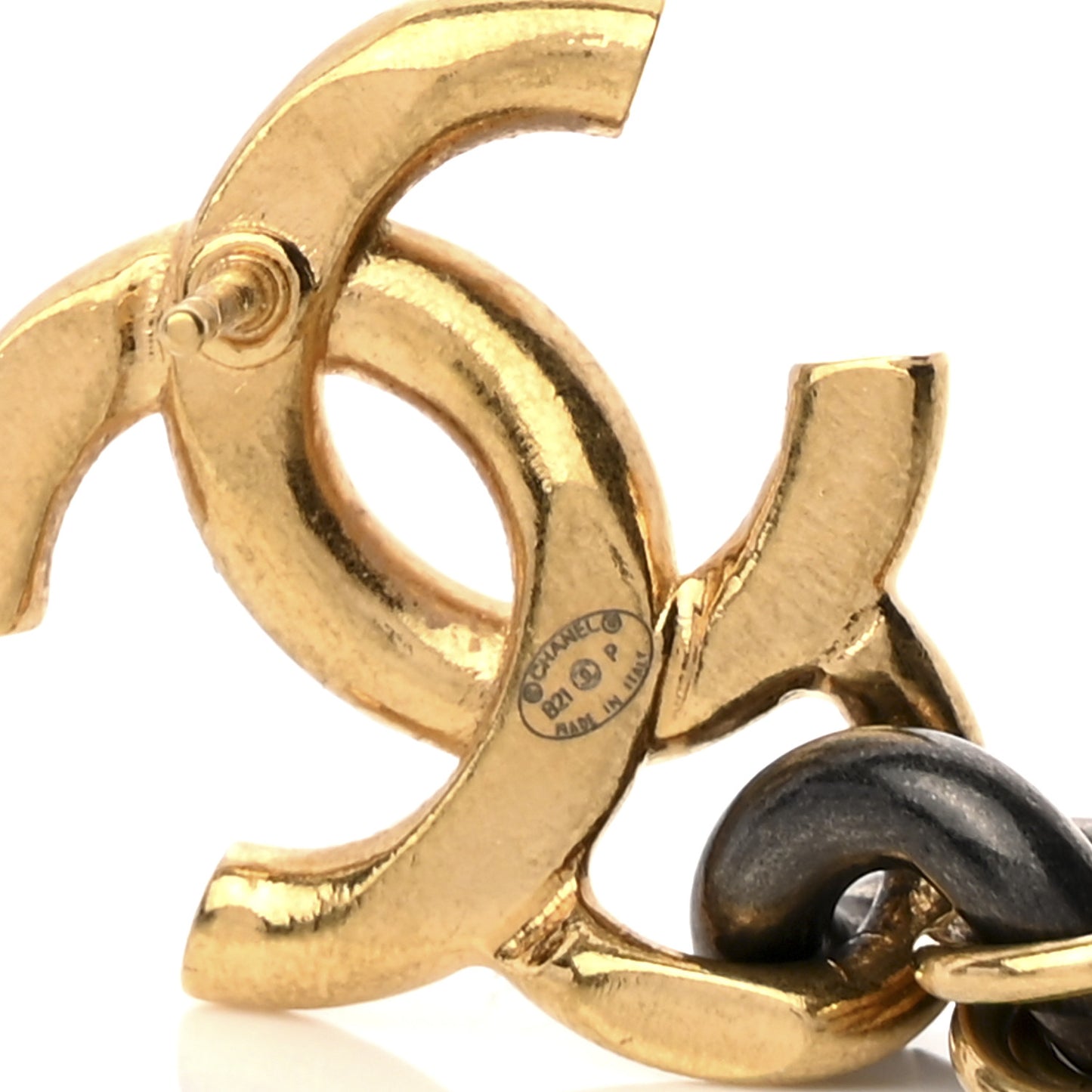 Chain CC Dangle Earrings Gold