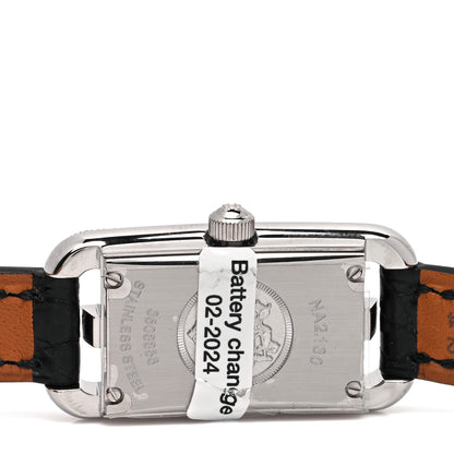 Hermes Stainless Steel Alligator Diamond 17mm Nantucket Serti Joaillier Quartz Watch Noir 4 of 5
