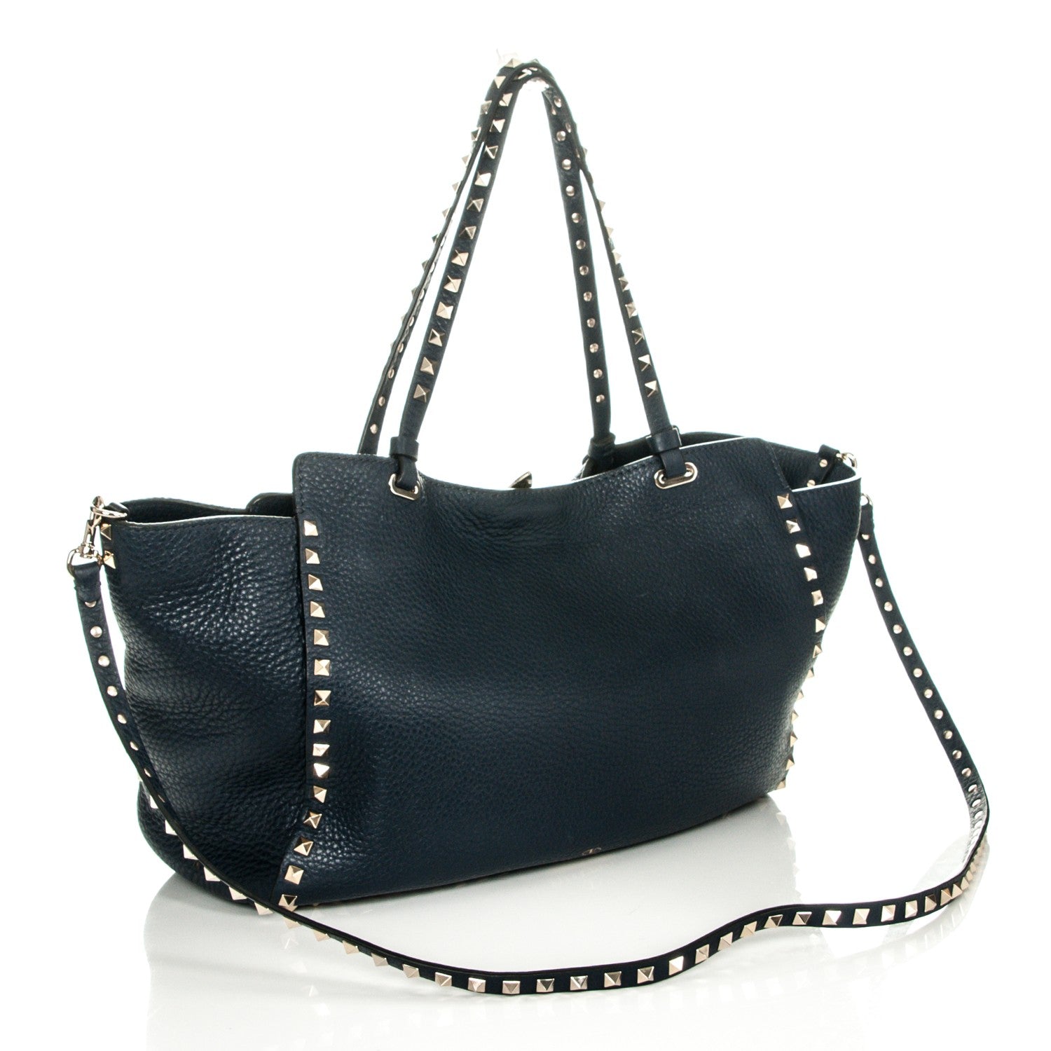 Valentino Garavani Pebbled Calfskin Medium Rockstud Tote Marine 3 of 7