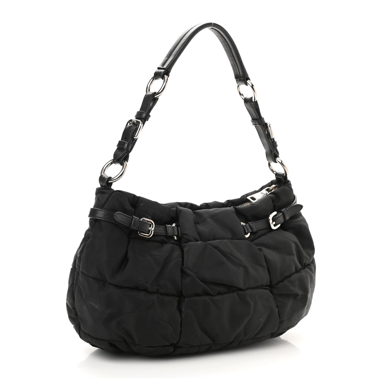 Tessuto Nylon Quilted Shoulder Bag Black