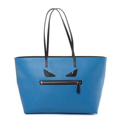 Fendi Vitello Elite Cuoio Monster Buggies Medium Roll Tote Blue Royal Black 1 of 9