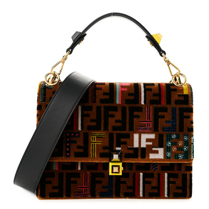 Fendi Velvet Vitello Dolce Fun Fair Kan I Shoulder Bag Tobacco Multicolor Black 1 of 10