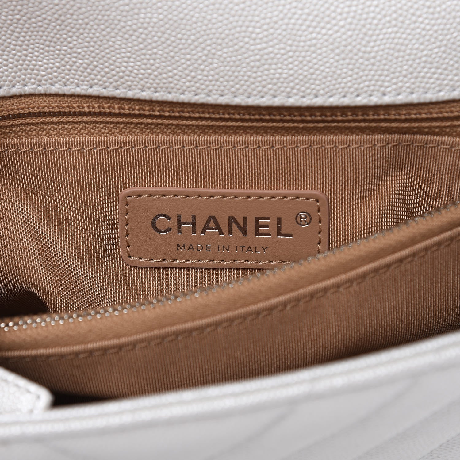 Chanel Iridescent Caviar Chevron Quilted Small Coco Handle Flap White 6 of 11