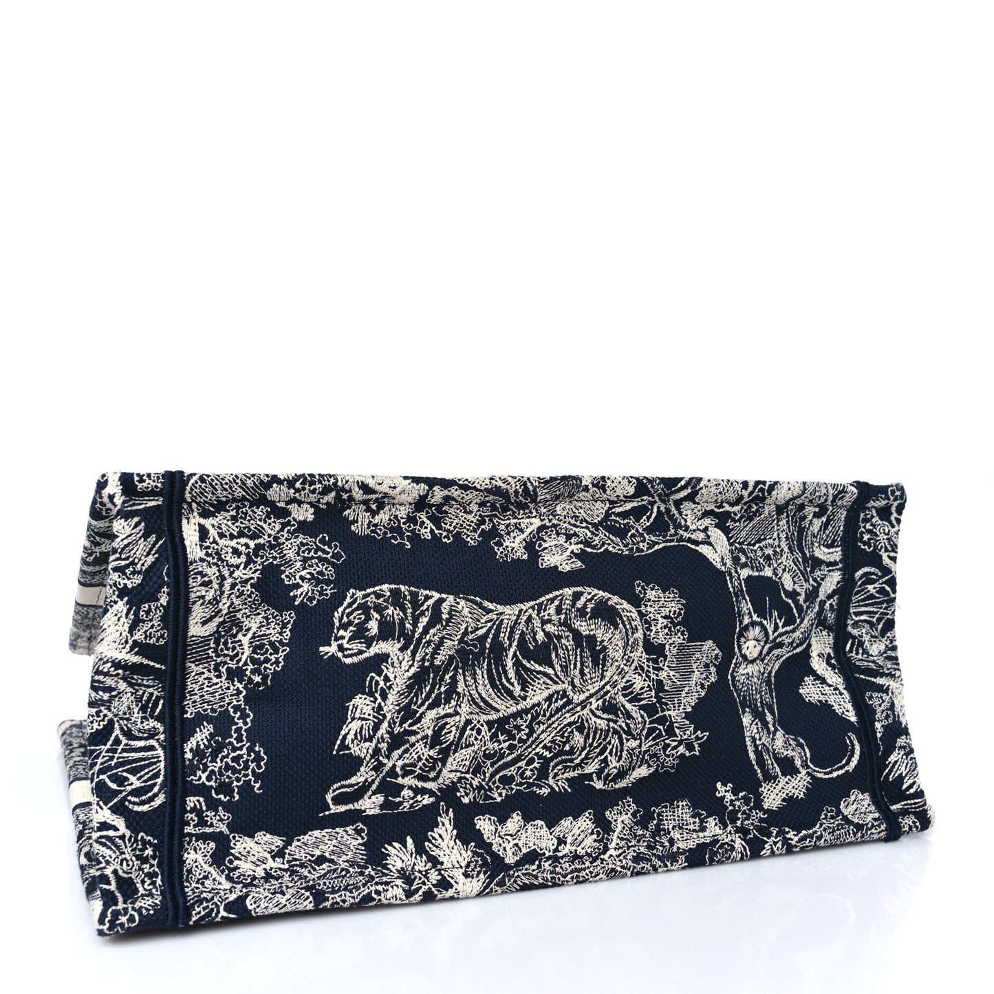 Canvas Embroidered Medium Dioriviera Toile De Jouy Reverse Book Tote Blue