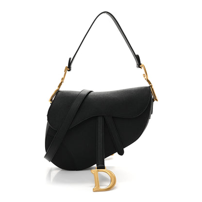 Christian Dior Grained Calfskin Saddle Bag With Strap Black 1 of 10