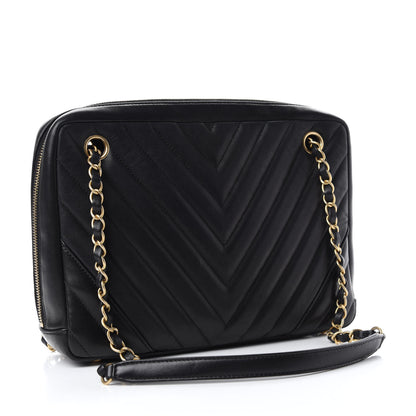 Chanel Lambskin Chevron Quilted Camera Case Black 3 of 10